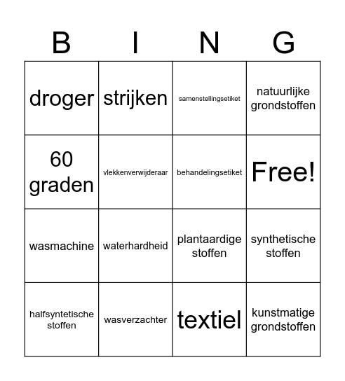 textiel beroepsgerichte dag zorg Bingo Card