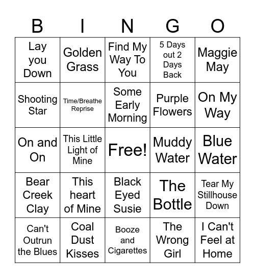Bluegrass Vibes Bingo Card