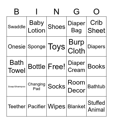 Baby Shower Gift Bingo Card