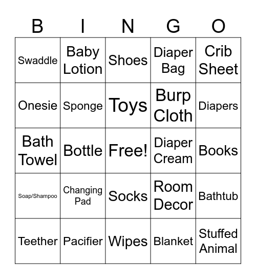 Baby Shower Gift Bingo Card
