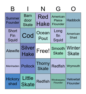 Fish Bingo Card