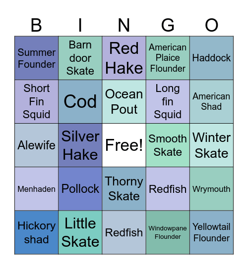 Fish Bingo Card