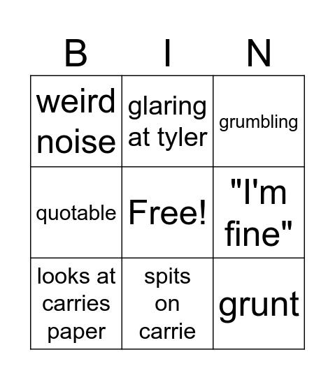 Brent Bingo Card