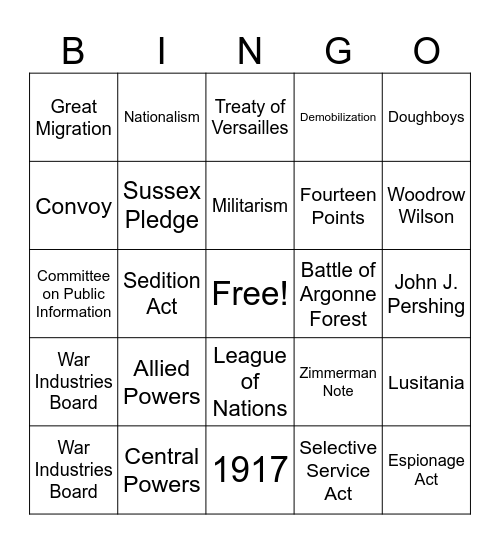 Chap 12.1-12.3 Test Review Bingo Card