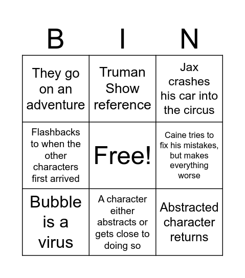 TADC Episode 8 prediction! Bingo Card