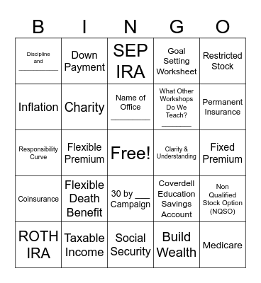 Workshop 3 Bingo Card