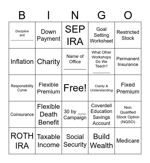 Workshop 3 Bingo Card