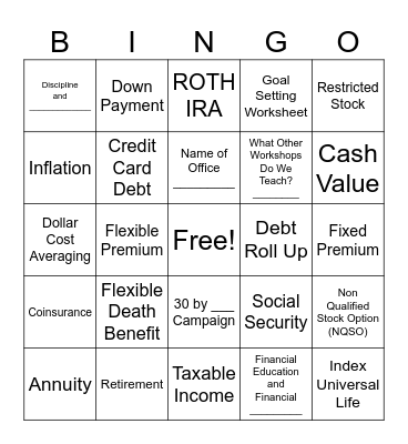 Workshop 3 Bingo Card