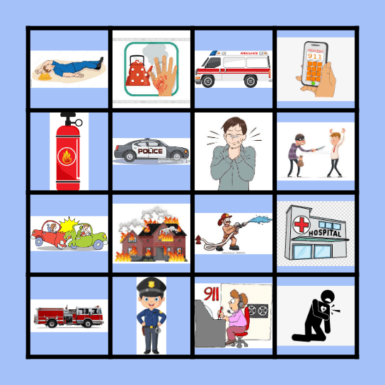EMERGENCY BINGO Call 911 Bingo Card