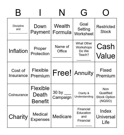 Workshop 3 Bingo Card