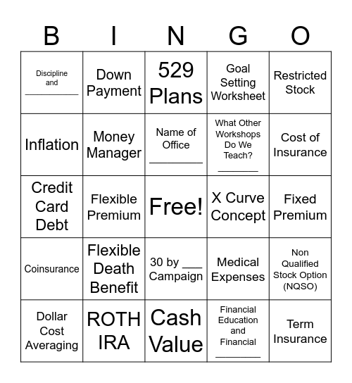 Workshop 3 Bingo Card