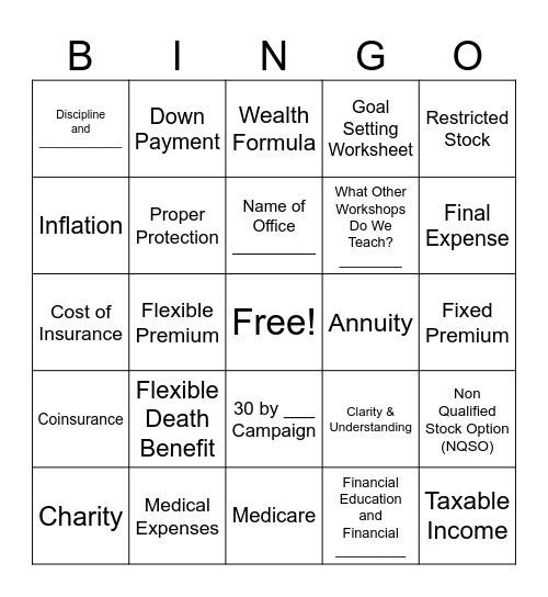 Workshop 3 Bingo Card