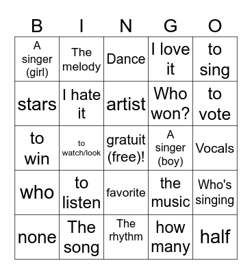 Manie Musicale Bingo Card