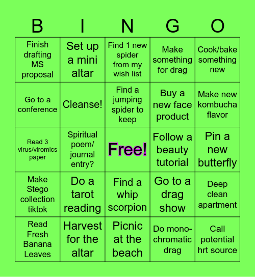 Sprummer Goals 2026 Bingo Card