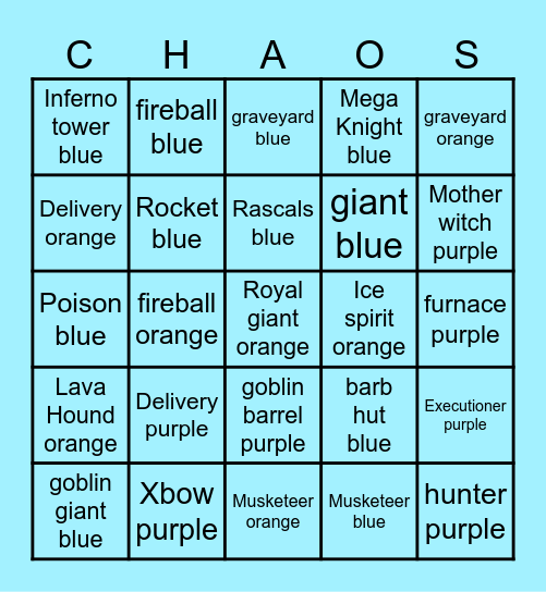 C.H.A.O.S Bingo Card