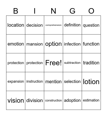 Tion & Sion Bingo Card