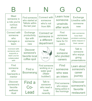 Networking Bingo Card