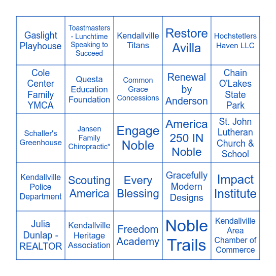NoblePalooza 2026 Bingo Card
