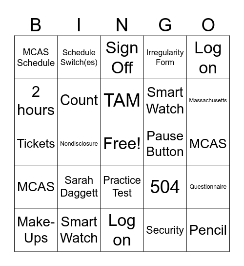 🦉Nixon MCAS Training🦉 Bingo Card