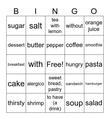 Spanish foods Bingo Card