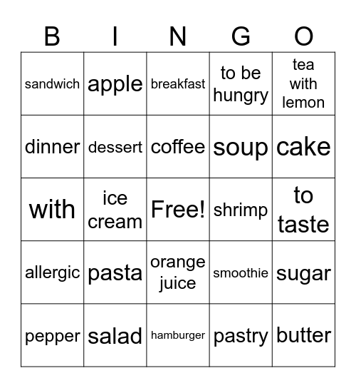 Vocab Bingo Card
