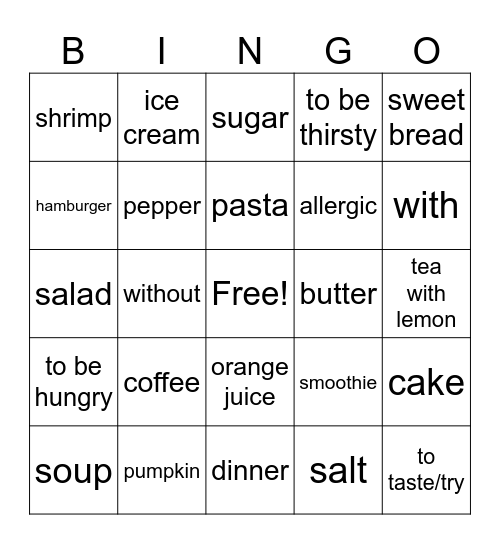 Spanish Bingo Card
