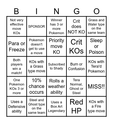 Then we fight bingo Shady Legend Abilities Bingo Card