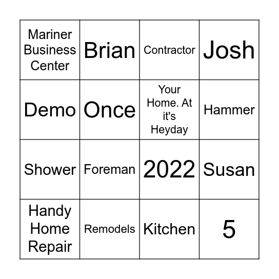 Heyday Edition Bingo Card