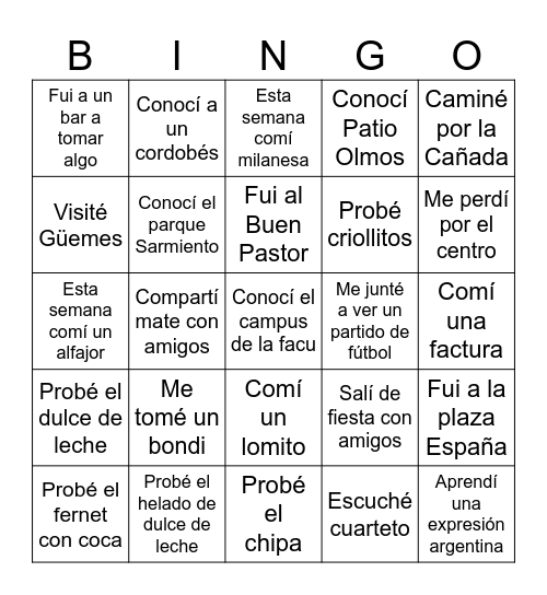 ¡Bienvenidos! Bingo Card