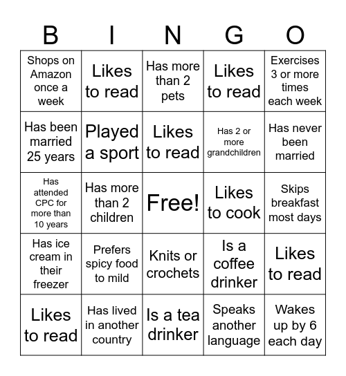 Find Someone Who… Bingo Card