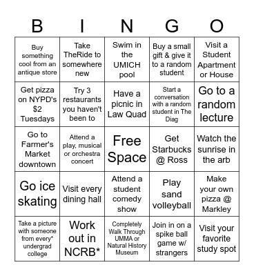 Freshmen Bingo (Pics or it Didn't Happen!) Bingo Card