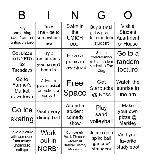 Freshmen Bingo (Pics or it Didn't Happen!) Bingo Card