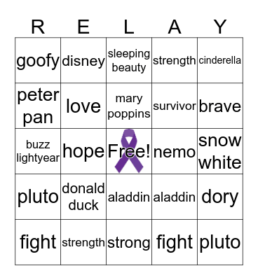 Wish Upon A Cure Bingo Card