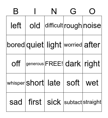 Speech Time BINGO Card