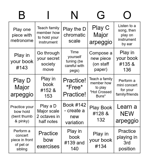 STRINGS BINGO Card