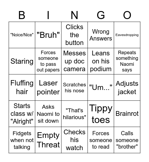 McGaha Bingo Card