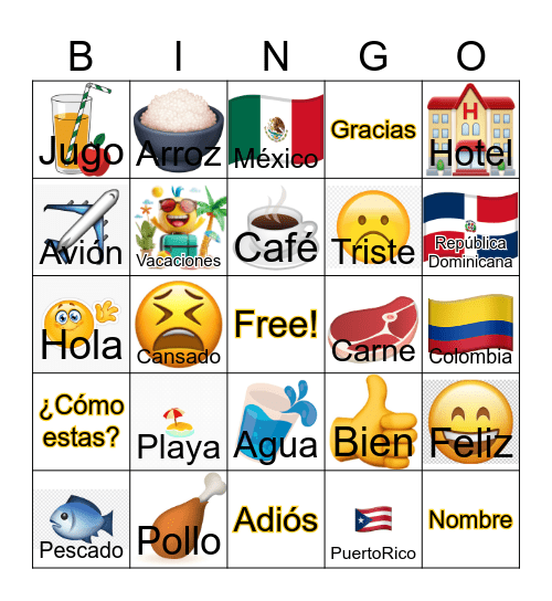 ¡Hola! Let's Speak Spanish Bingo Card