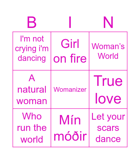 Kvinnukvøld Bingo Card