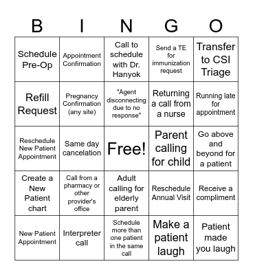 JHCP CSI Bingo Card