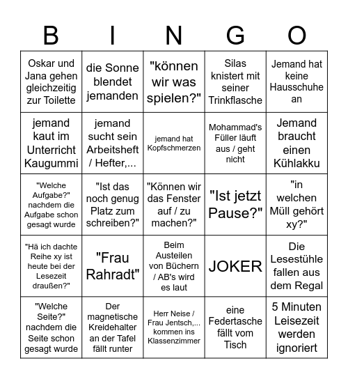 3a Bingo Card