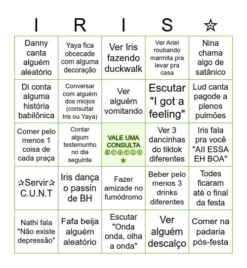 ✎✮˖°Bingo🎓Formatura⋆✧ Bingo Card