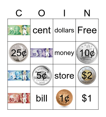 Money Bingo Card