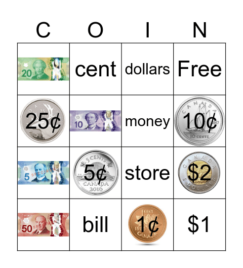 Money Bingo Card