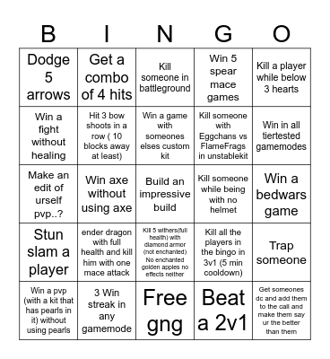 Minecraft Bingo Card