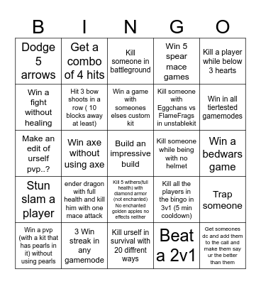 Minecraft Bingo Card