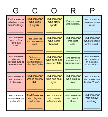Find Someone Who... Bingo Card