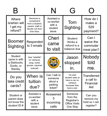One Stop Office Orientation Bingo Card