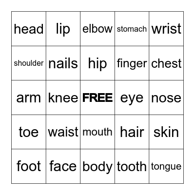 BODY BINGO Card
