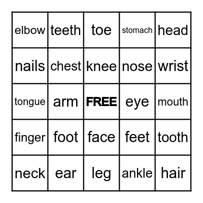 BODY BINGO Card