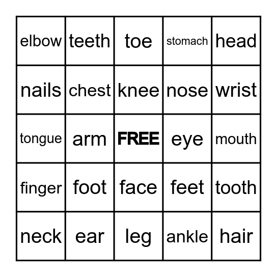 BODY BINGO Card